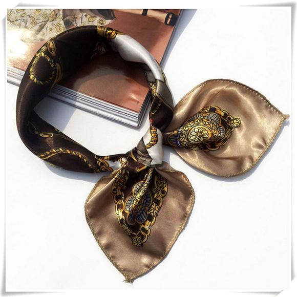 Accessories - Vintage satin scarf head wrap harness motif